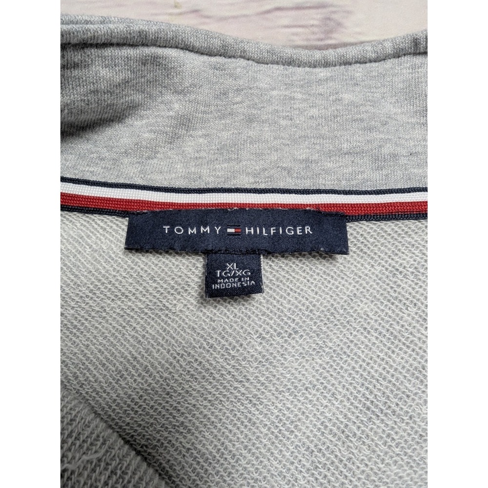 Tommy Hilfiger Crop Quarter Zip Sweatshirt Gray Logo Pullover Women's XL NWOT - Picture 4 of 8
